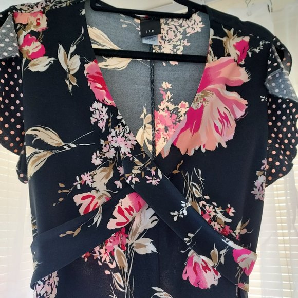 J.T.B. Black with Pink Floral & Polka Dot Dress - Picture 3 of 5